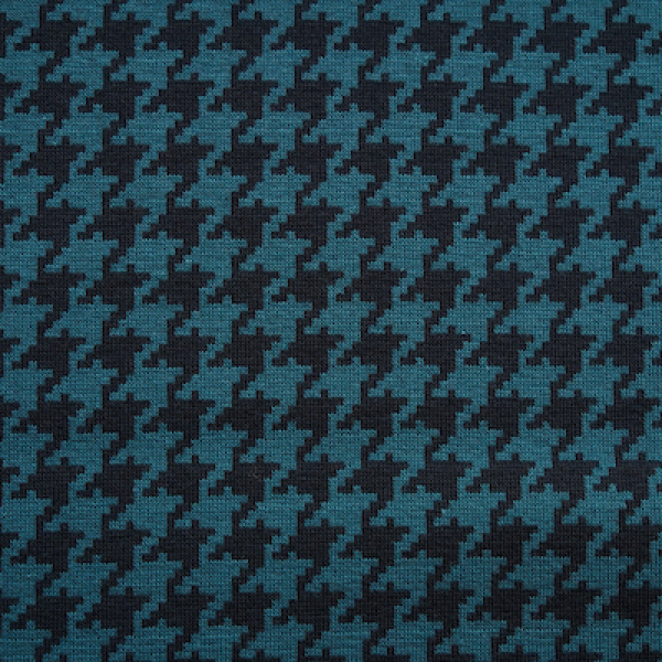 Bio-Jacquard Baumwolle Hahnentritt petrol (GOTS) - Stoffonkel | Meterware